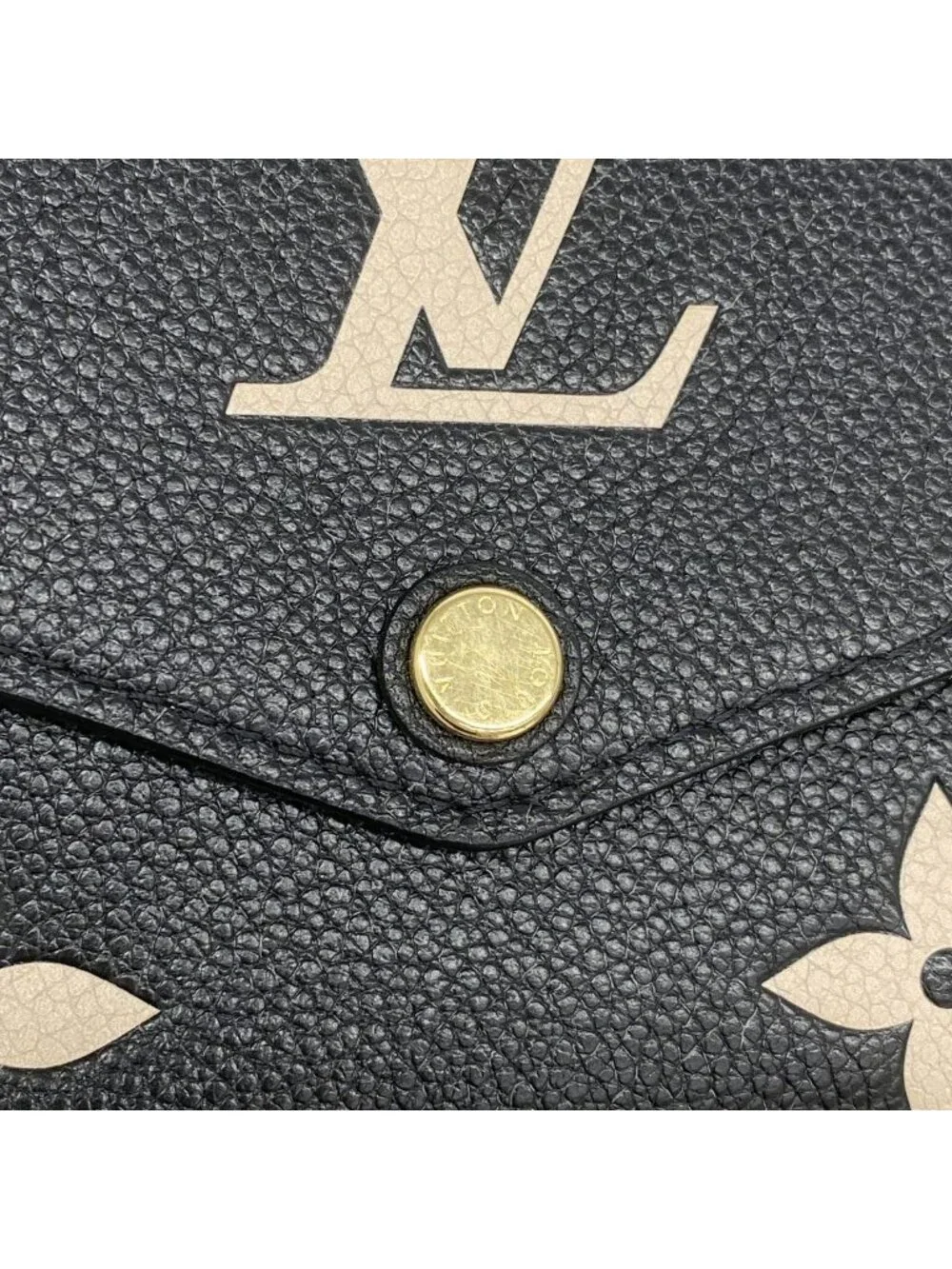 Louis Vuitton Wallet Monogram Empreinte Bicolor Portefeuille Sarah Black Beige